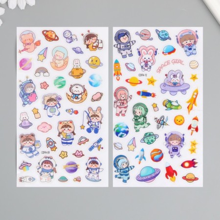 Plastic sticker "kids in space" mix 10x21.5 cm-1