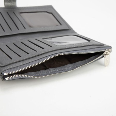Women's wallet on the button, gray color-3