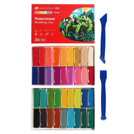 Plasticine ZHK "Flower", 36 colors, 540 g, with a stack