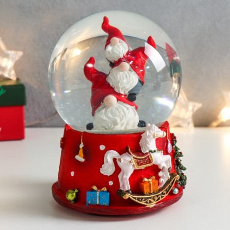 Souvenir Polystone Water Ball Music "Three Dwarf" 11.5x11.5x14 cm