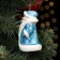 Fir -tree porcelain toy "Santa Claus", blue fur coat, 8.5 cm