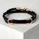 Bracelet Leather "Shaman" Plave, black color in pink gold, 35.5 cm