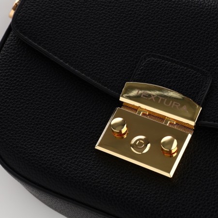 Women's bag on the valve, Textura, small size, black color-5