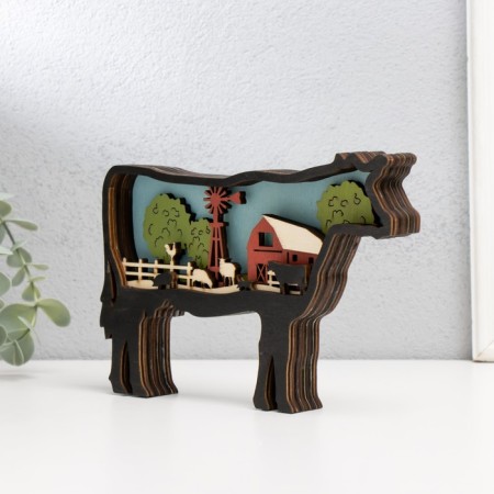 Souvenir tree "Cow on the farm" 18x11.5 cm-1