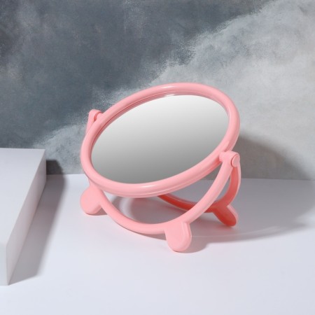 Mirror desktop "circle", D mirror surface 13.5 cm, pink color-2