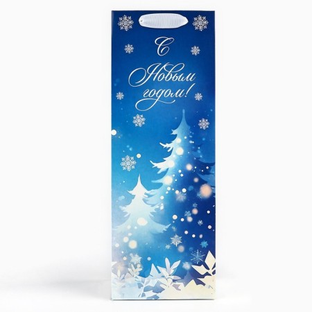 Package for the bottle "New Year's Night", Christmas trees, 13 x 36 x 10 cm, New Year-2