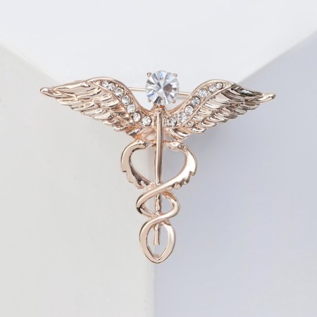 Brooch "Kadetsa", white color in gold-2