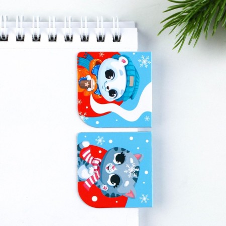 Gift New Year's set: notebook, stickers 2 liters and magnetic bookmarks 2 pcs "Fairytale set"-11