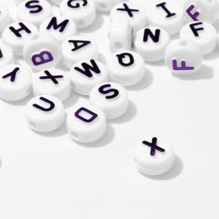 Acrylic bead "English letters", 10 × 6 mm, set 10 g, brilliant purple color-1