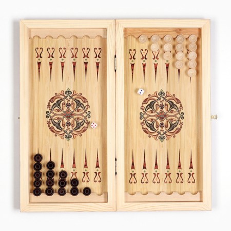 Wooden backgammon with checkers "Horse-21", board game, 40 x 40 cm-2