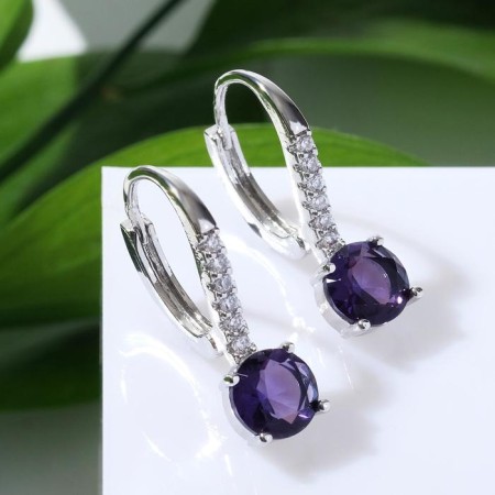 Earrings with rhinestones "Anyutina Eye" Color color in silver-1
