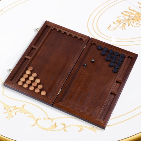 Wooden backgammon large, carved, board game "Moscow", Beech, Patina, 50 x 59 cm-1