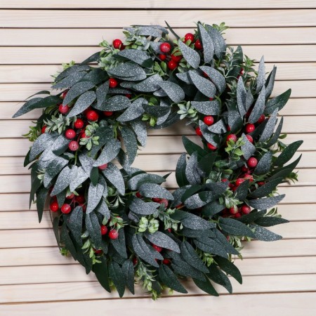 New Year's wreath d- 35 cm "Cozy fairy tale" leaves greens berries