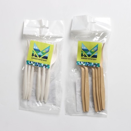 A set of disposable forks of corn starch Nature, 18 cm, 6 pcs, color mix-5
