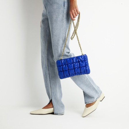 Lightning bag bag, long chain, blue color-8