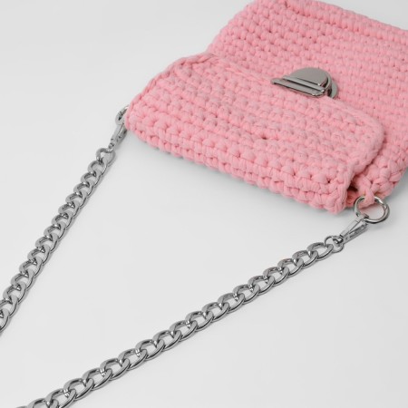 A chain for a bag, with carbines, metal, flat, 18 × 13 mm, 60 cm, silver color-2