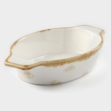 Baking form made of porcelain organic Gold, 500 ml, 22 × 13 × 4.5 cm, white color