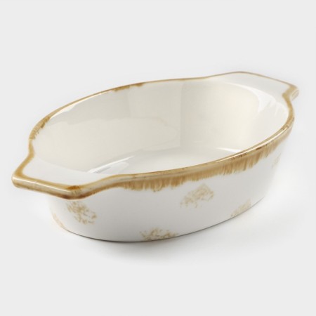 Baking form made of porcelain organic Gold, 500 ml, 22 × 13 × 4.5 cm, white color