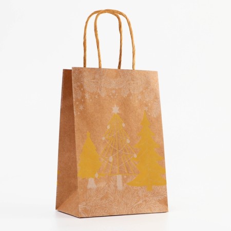 Golden -embossed craft package, round handle, "Born Forest" 15 x 21 x 8 cm, 120 g 10574-3