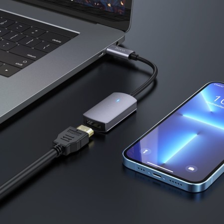 Adapter Hoco UA20, Type -C - HDMI, 11.5 cm, gray-6