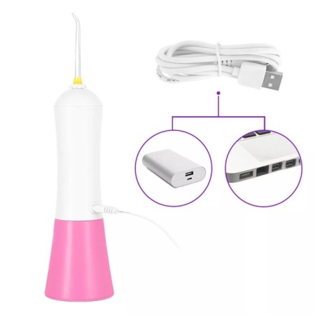 Irrigator KitFort KT-2958-1, portable, 200 ml, 4 modes, 3 nozzles, from battery, white-pink-5