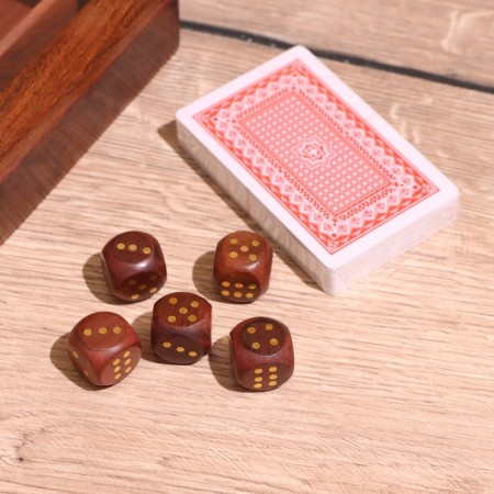 Board game 2V1 (cubes + deck of cards) 11.5x11.5x3.5 cm, tree shisham-2