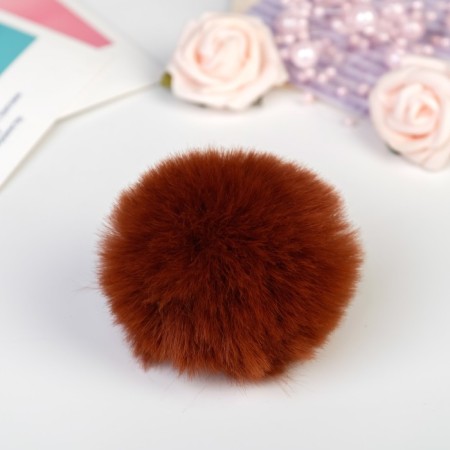 Pompon artificial fur "red -brown" d = 7 cm