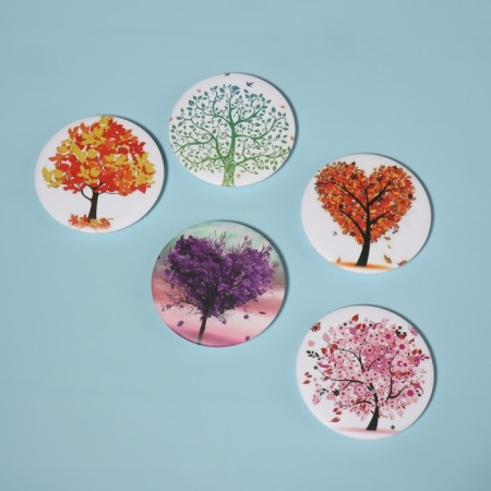 Folding mirror "Trees", D = 7.5 cm, with an increase, Mix drawing-5