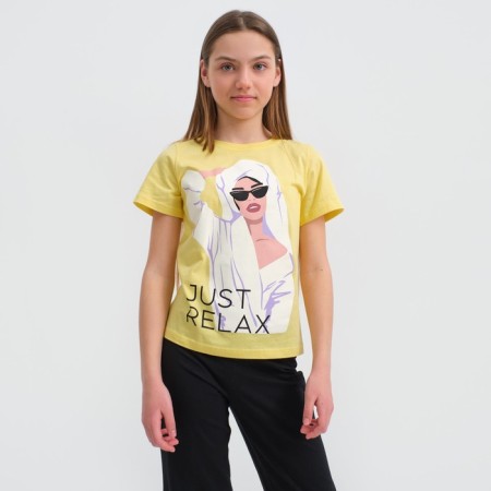 Пижама для девочки KAFTAN "Selfie", рост 164-170, цвет жёлтый/чёрный-6