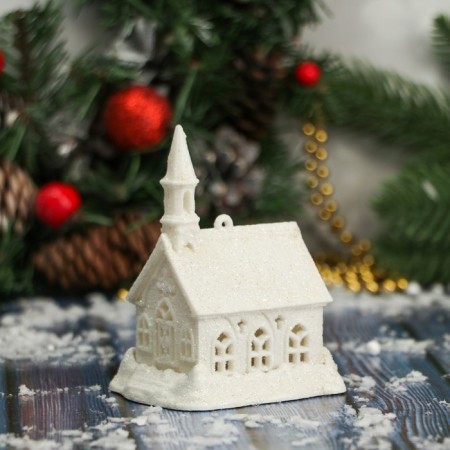 Decoration Christmas tree "snow castle" 6x6 cm, white-1
