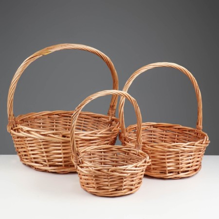 A set of baskets, 3 pcs, 39 × 14/40 cm, 30 × 12/35 cm, 25 × 10/30 cm, willow-2