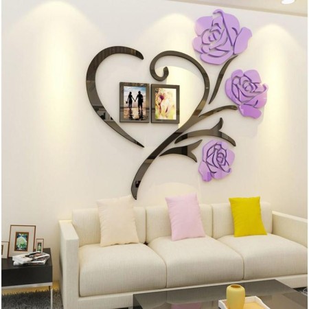 Interior stickers with photo frames "rose", decor on the wall, panel 50 x 50 cm, frame 11 x 8 cm
