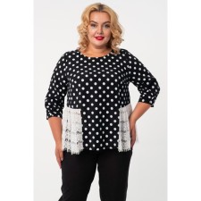 Female blouse, size 52, black color, white