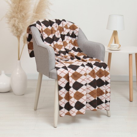 Romb blanket 150x200cm, brown, fleece 150g/m, PE100%