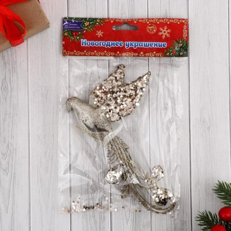 Decoration Christmas tree "bird" radiance 9.5x16 cm, gold-1