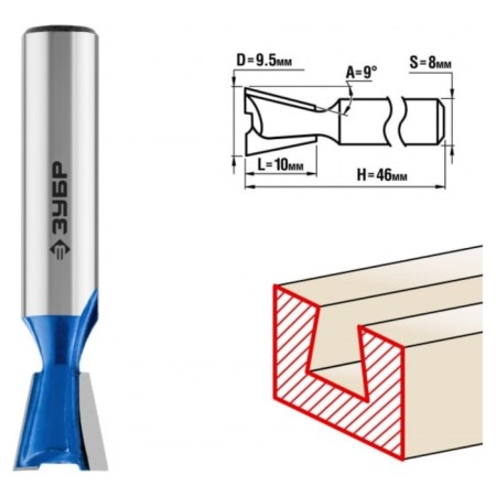 Frases groove bison 28748-9.5, shaped, angle 9 °, 9.5 x 10 mm