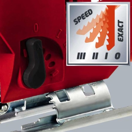 Lobzik Einhell TC-JS 80, 410 W, 800-3000 move/min, +/- 45 °, stroke 18 mm, drank 80 mm-1