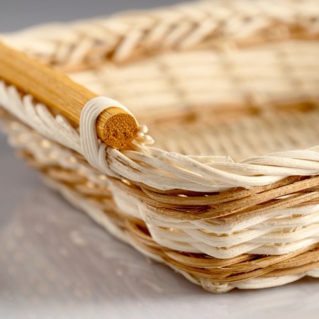 Basket with handles, 19 × 19 × 4.5 cm, rattan-1