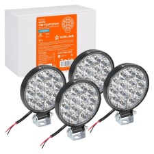 Фара светодиодная круглая 14LED, направленный свет, 14Вт, 83х83х22мм, 12В, комплект 4 шт