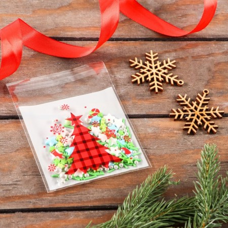 BOPP package with sticky tape, "Christmas tree", 10*10+3cm-1