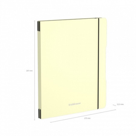 Notebook A5+, 96 sheets in the Erichkrause "FolderBook Pastel" on the elastic band, the yellow yellow plastic cover, the offset unit, the whiteness is 100%-5