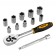 Set of end heads DEKO DKMT12, ratchet, 4-13 mm, 12 items