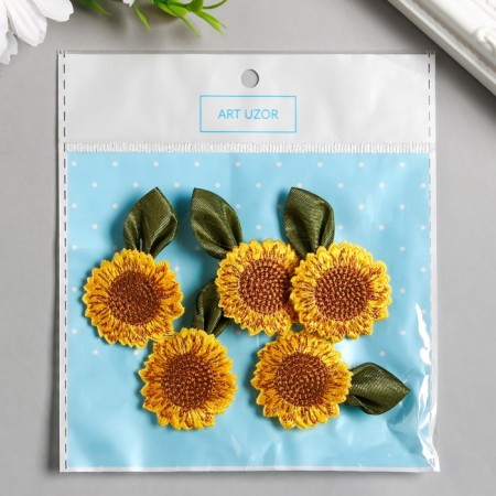 Decor for creativity Textile Embroidery "Sunflower" 3.2x5 cm-2