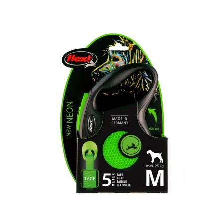 Roulette Flexi Neon New M (up to 25 kg) tape 5 m, green-1