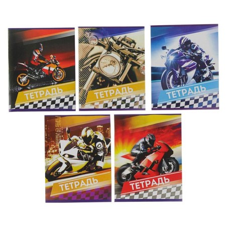 Notebook of 48 sheets in the Calligrata line "Motorcycles", covered Cardboard, Block No. 2, whitewash 75% (gray sheets), mix