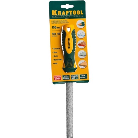 Kraftool file, semicircular, professional, 2k handle, 150 mm