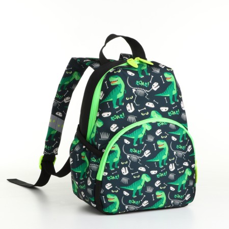 Baby backpack on lightning, external pocket, green color