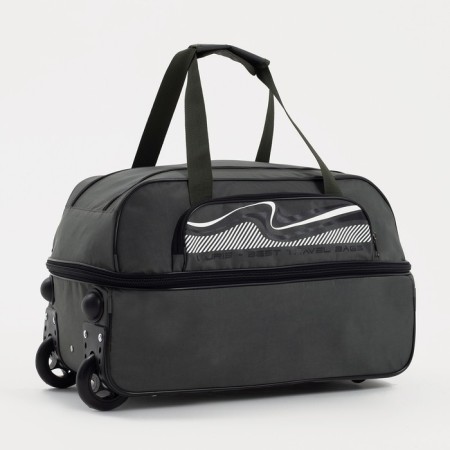 Road bag on wheels, a lightning department, with an increase, an outer pocket, khaki color