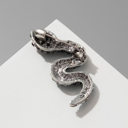 New Year! Symbol of the year 2025! Brooch "Snake" Keeper, colored in black silver-2