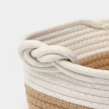 Basket for storage ladled handmade LadOM "Vega", cotton, 33 × 22 × 13 cm, beige color-3